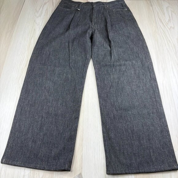 R13 Mens Black Regular Fit & Comfortable Japanese Fabric Wide Leg Jeans Size 30 - Picture 1 of 12